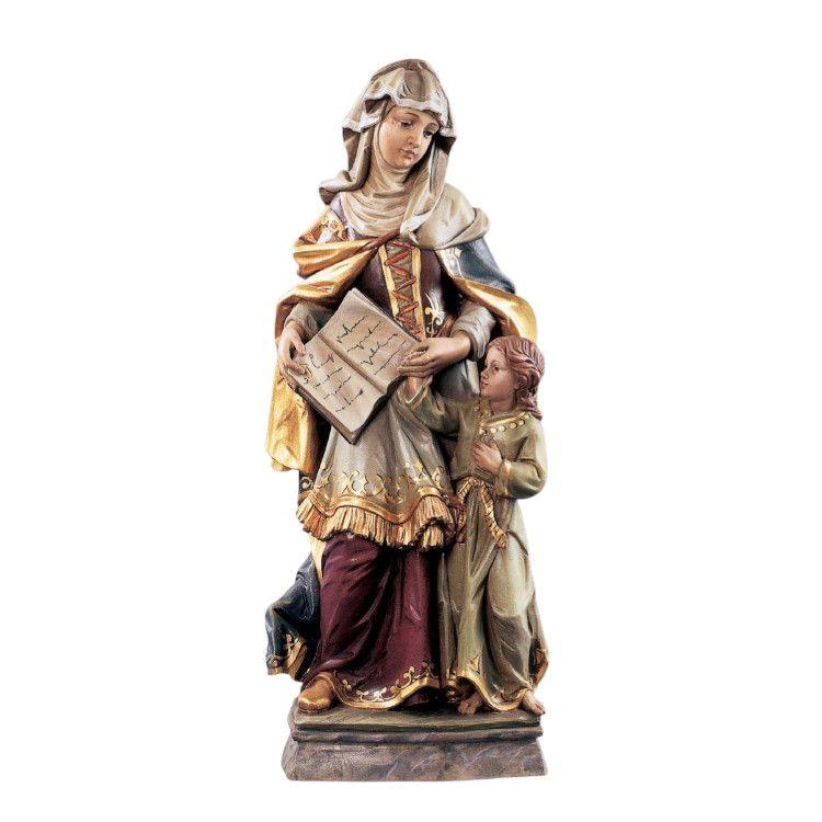 Hl. Anna mit Buch und Kind- Holzfigur geschnitzt-
