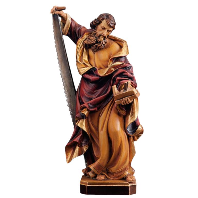 Heiliger Josef mit Langsäge -Holzfigur geschnitzt-