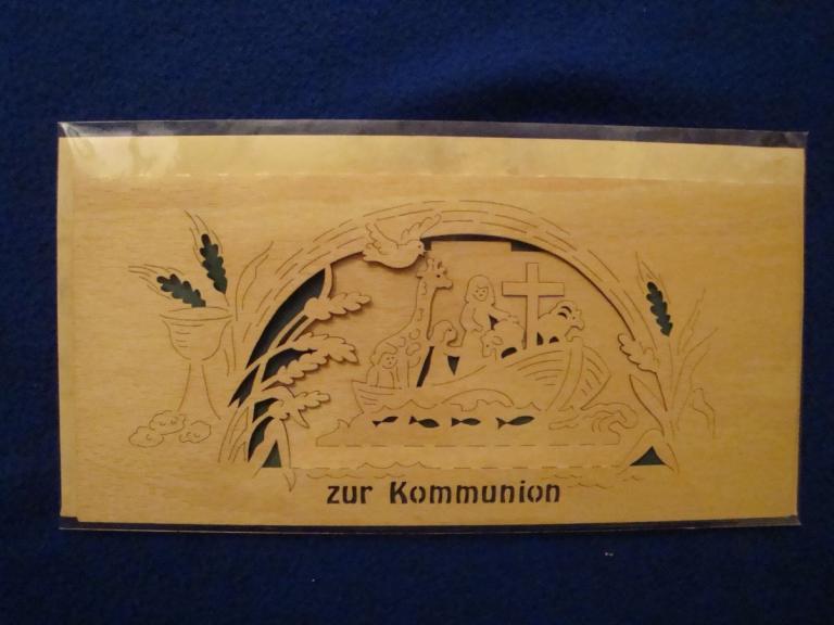 Holzklappkarte: Kommunion