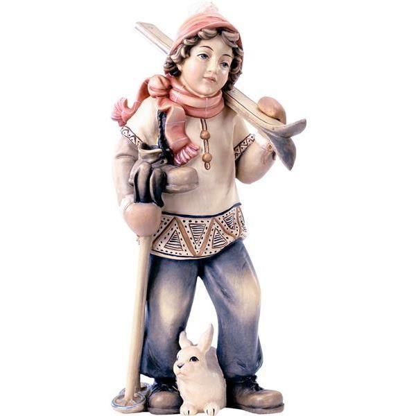Junge mit Ski 5103 Holzfigur in color