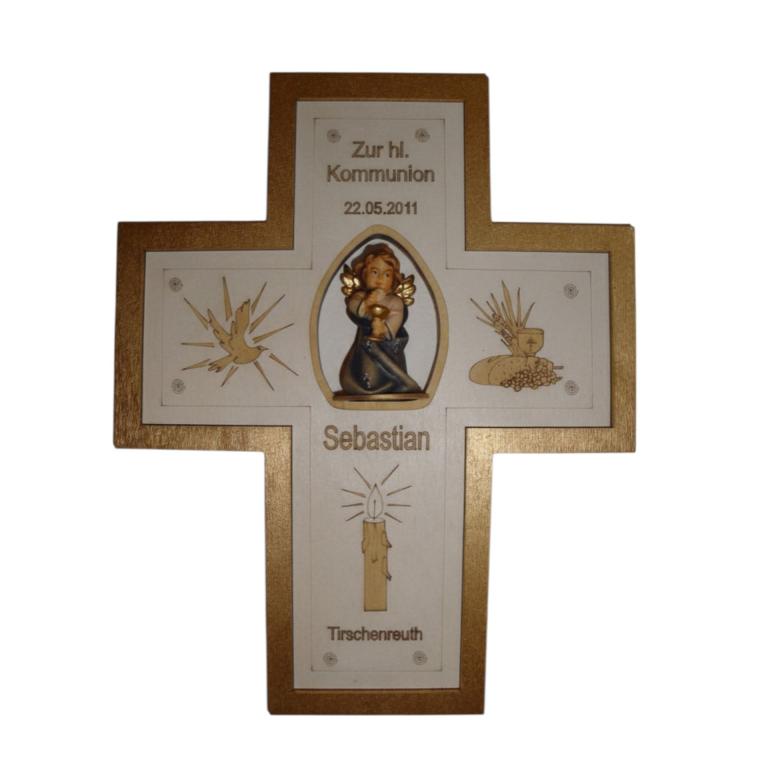 kommunionkreuz personalisiert name holz