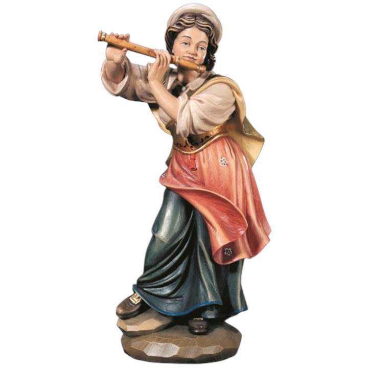 Flötenspielerin- Holzfigur in Color-geschnitzt-