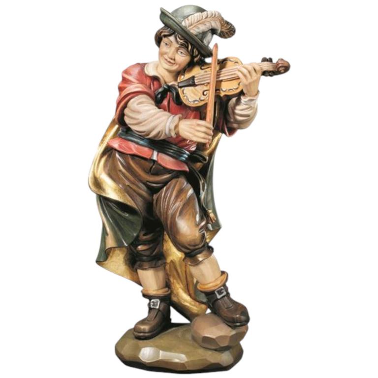 Geigenspieler-Holzfigur in Color--qu