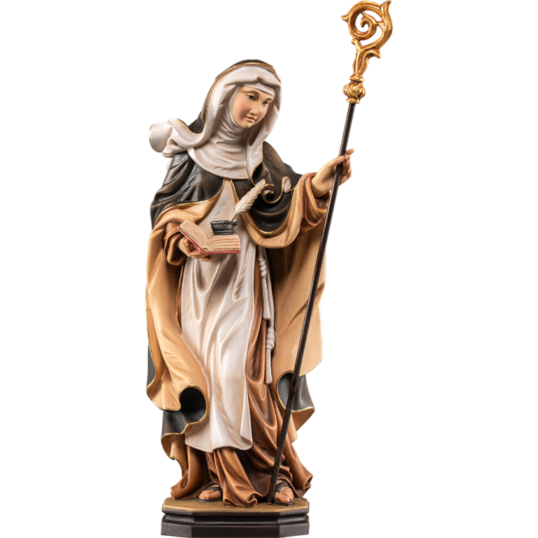 Hl. Paula mit Tintenfaß und Feder- Holzfigur in Color-KD