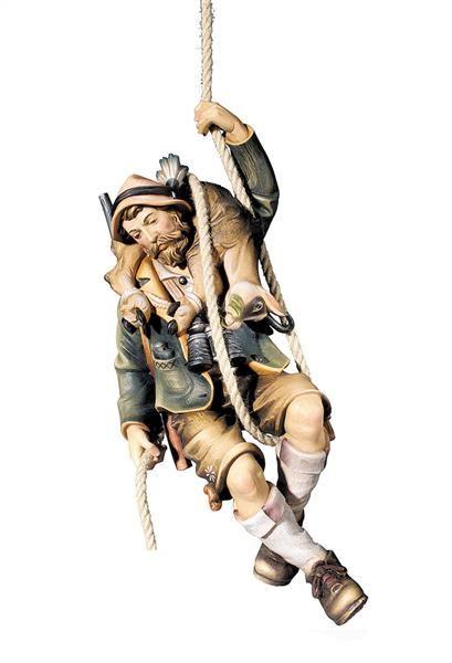 Abseilender Jäger-Bemalt_-colot-Holzfigur-