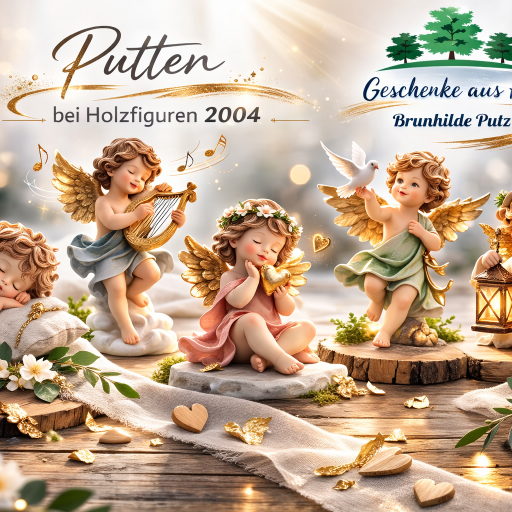 putten holzfigur barock engel mit instrument geschnitzt