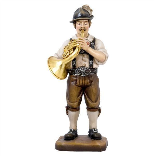 hornspieler holzfigur musikant