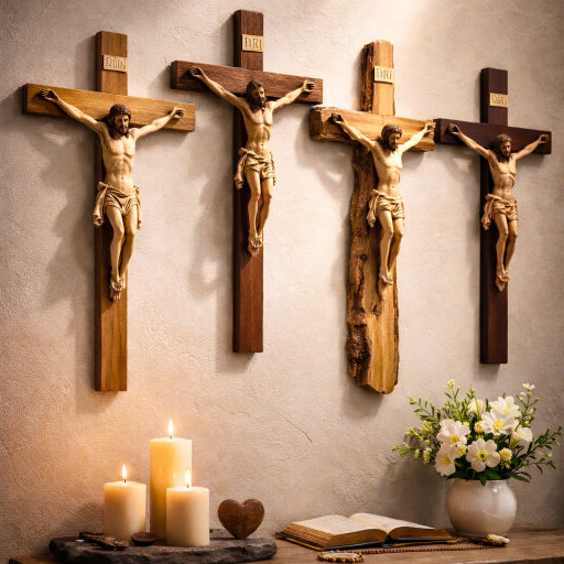 Holzkreuz mit Korpus geschnitzt