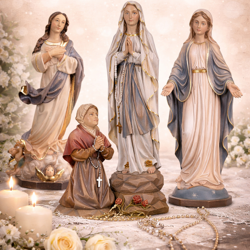 Madonna ohne Kind Holzfigur – betende Marienfigur aus Holz geschnitzt