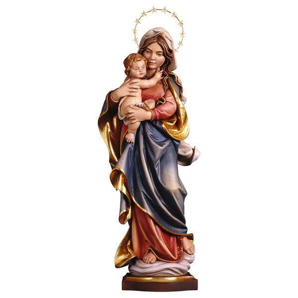 alpenmadonna schein 12 sterne messing holz geschnitzt marienfigur