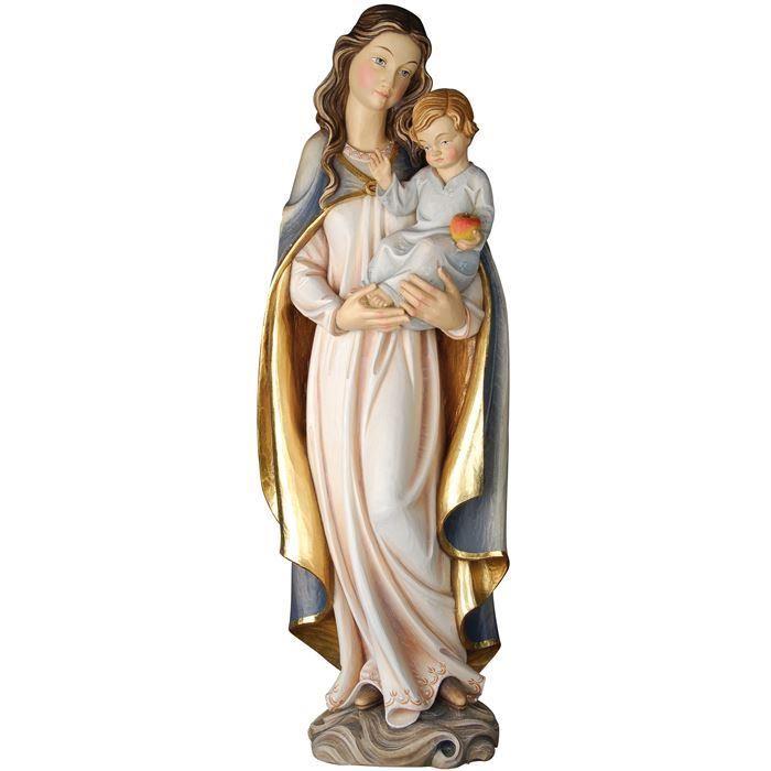 apfelmadonna holz geschnitzt marienfigur mit kind und apfel