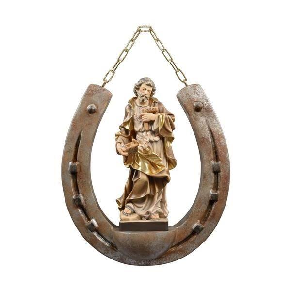 Religiöse Figur in einem hufeisenförmigen aus Holz mit Kette aufgehängt