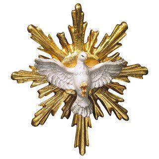 heiliger geist taube holzfigur mit rundem schein