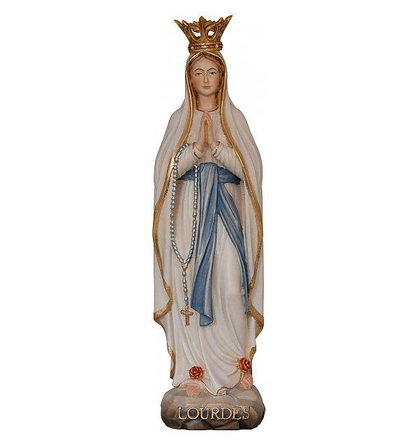 lourdes madonna mit krone holzschnitzerei rosenkranz geschnitzt