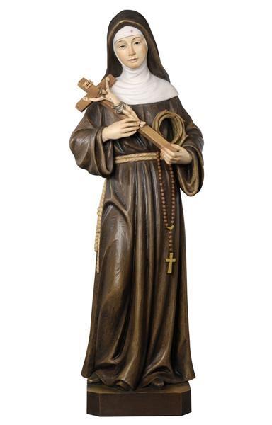 Religiöse Statue einer Nonne mit Kreuz und Rosenkranz