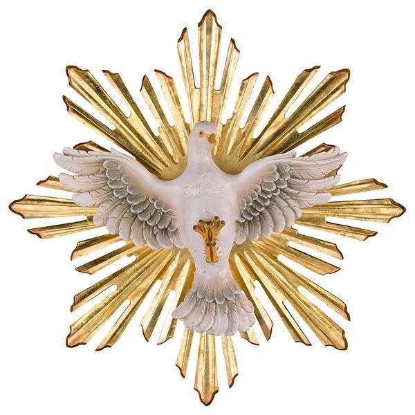 heiliger geist taube holzfigur mit schein
